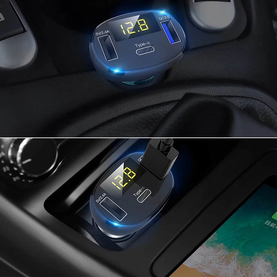 QC 3 0 мобильный телефон быстрое Зарядное устройство Dual USB быстрой Тип C автомобиля