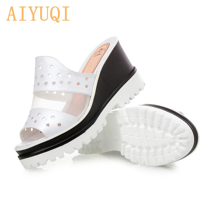 AIYUQI женские босоножки на платформе; Новинка года; женские сандалии; обувь из натуральной кожи; женские летние повседневные туфли на платформе с открытым носом; женские сандалии