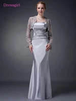 gray mother of the bride dresses sheath floor length taffeta lace plus size long elegant groom mother dresses wedding