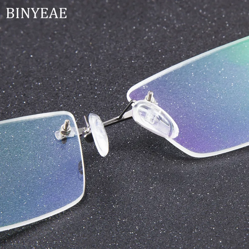 BINYEAE Men's Frameless Glasses Quality Frame Myopia Fashion prescription | Аксессуары для одежды