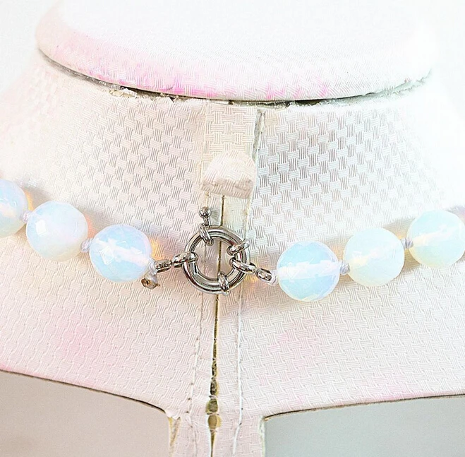 Hot sell -Popular 12mm Round Faceted Sri Lanka Moonstone Necklace 18 '' -Bridal jewelry free shipping | Украшения и