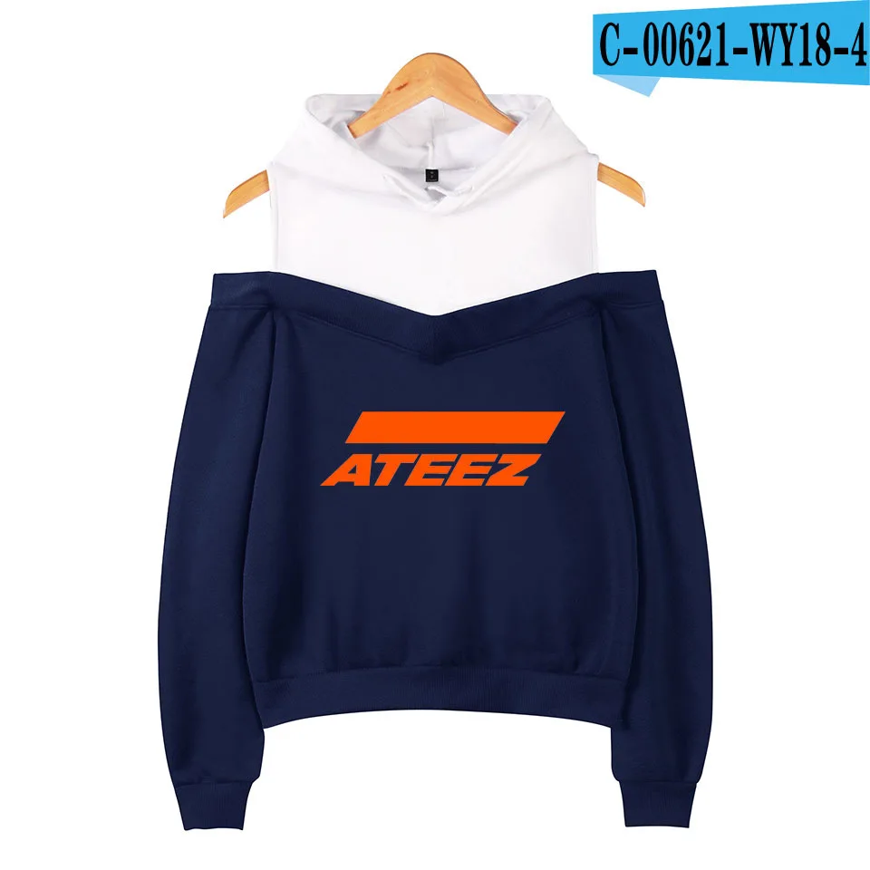 10 WBDDT ATEEZ Kpop толстовки заниженной линией плеч Женский трикотажный хлопчатобумажный пуловер костюм вентиляторы в стиле «хип-хоп», верхняя одежда Уличная Прямая - Цвет: 10