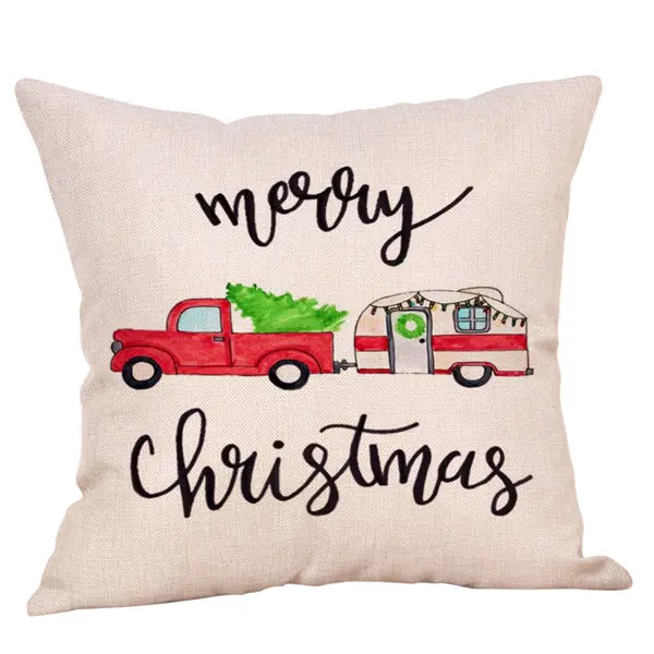 16 Navidad Merry Christmas наволочка для подушки льняная с принтом рождественской елки наволочка для дивана автомобиля декоративная для дома - Цвет: 16