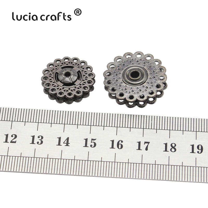 Lucia crafts 5 пар/лот золото/пистолет черный металлический аксессуар в виде цветка оснастки застежки кнопки DIY Швейные аксессуары для одежды G0522