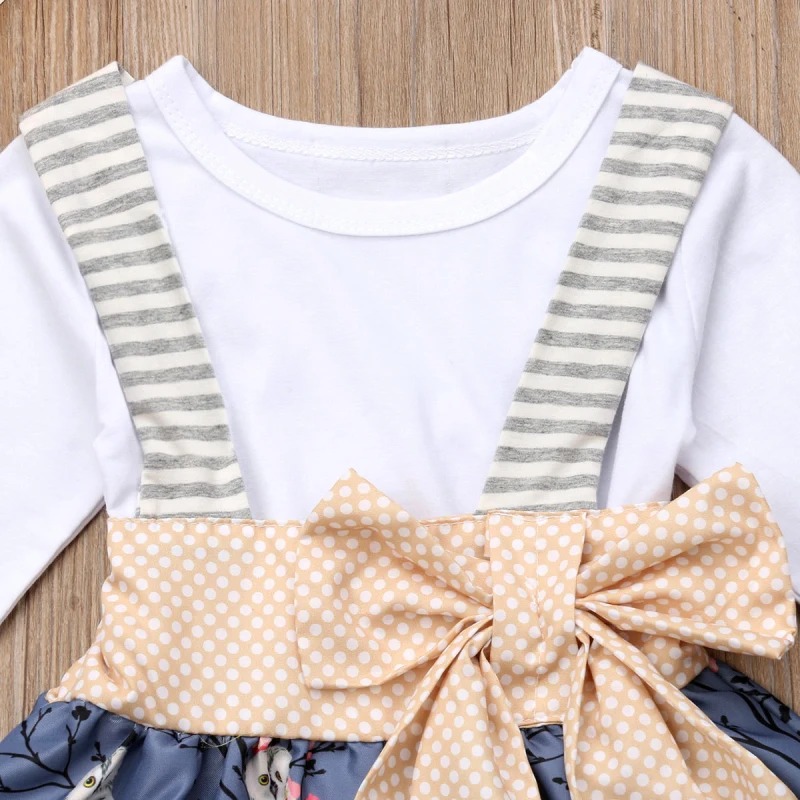 Модный Топ для новорожденных девочек Однотонная футболка с рисунком совы на