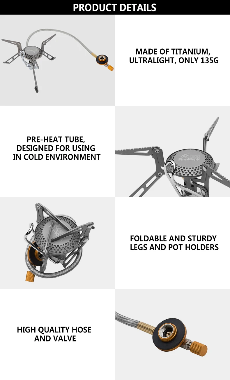 Газовые горелки из титана Fire Maple Blade 2, ультра светильник, 135 г, газовая плита с трубкой предварительного нагрева, газовая плита с дистанционным управлением для кемпинга