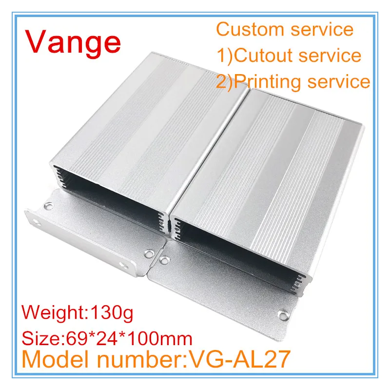 1 шт./лот серебристый Пескоструйный алюминиевый корпус 6063-T5 diy 69*24*100 мм для