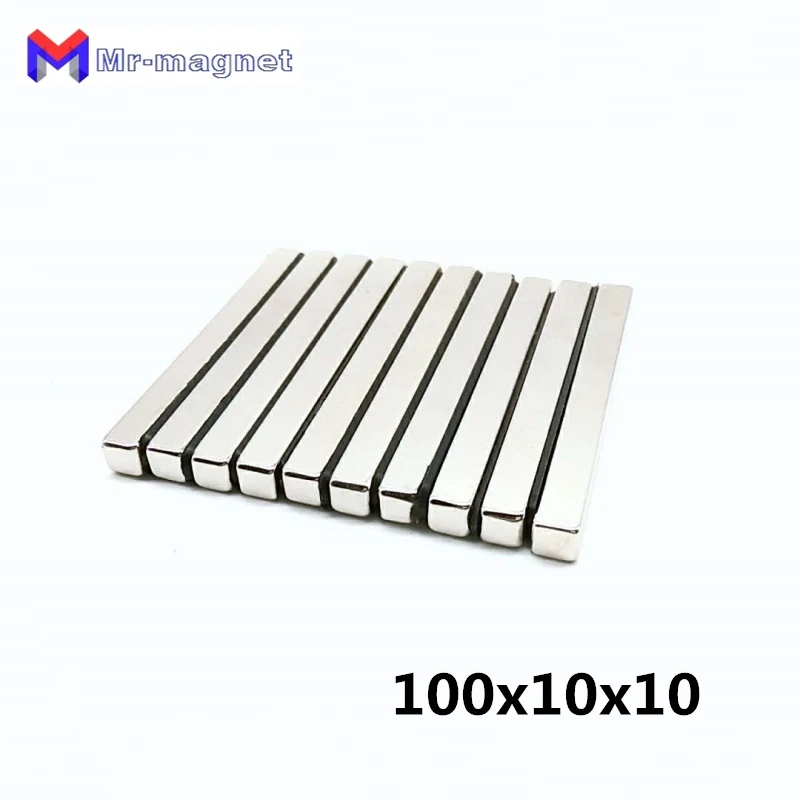 10 шт. 100x10x10 мм супер сильный Нео неодимовый магнит 100x10x10, NdFeB магнит 100*10*10 мм, 100 мм x 10 мм x 10 мм Магниты