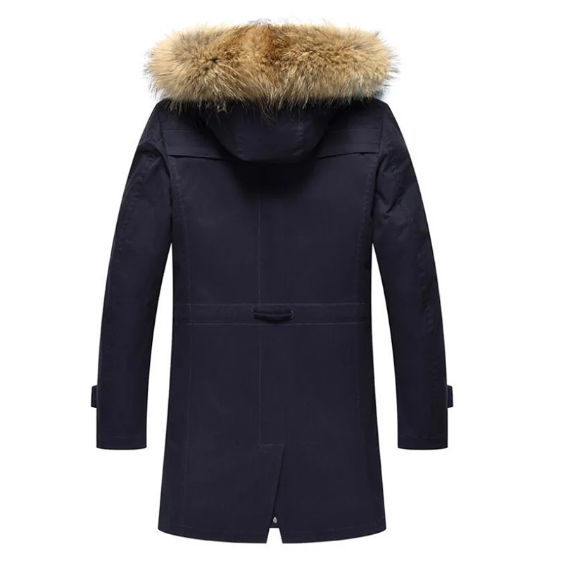 ENWAYEL зимние мужские парки с воротником из меха енота и мехом кролика Рекс Тренч