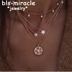 Многослойное ожерелье в стиле бохо со звездами, для женщин и девочек, длинное ожерелье золотого и серебряного цвета с кристаллами, MAA-OE, новинка