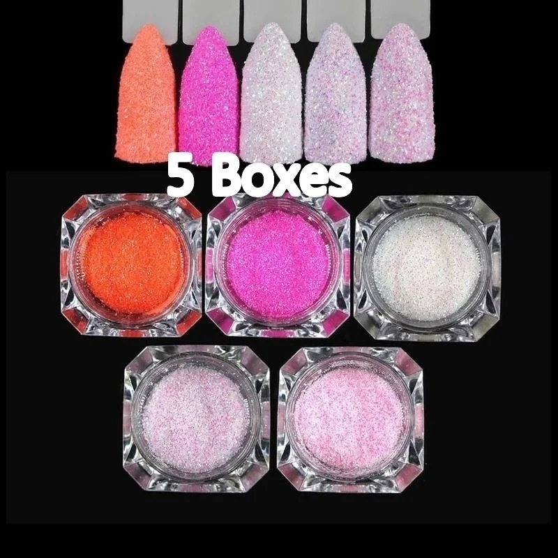 5 Коробки/комплект голографический лак для ногтей сахара Sandy Блеск порошок летний