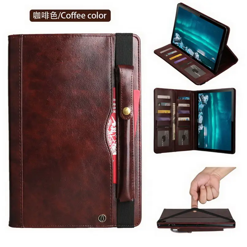 Coffee Чехол для huawei Mediapad M6 10,8 PU кожаный чехол для huawei M6 10,8 с бумажником для сумки с отделением для карт ручка рукав Стенд+ пленка+ стилус - Цвет: Coffee