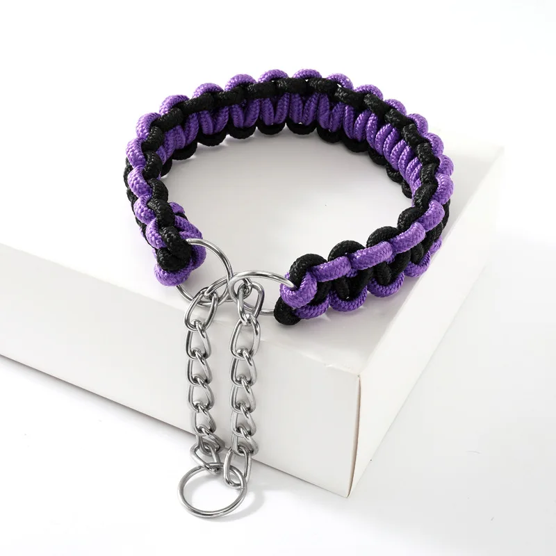 Black and Purple Petshy 1,3 м большой поводки для питомцев, собак металлический P цепи пряжки Двухрядное выдвижной автоматический поводок для средние и большие собаки - Цвет: Black and Purple