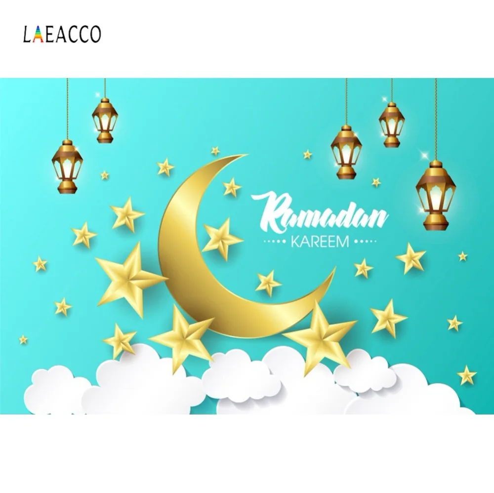 Мусульманский фон Laeacco Рамадан Карим золотая луна звезда вечеринка Декор детский