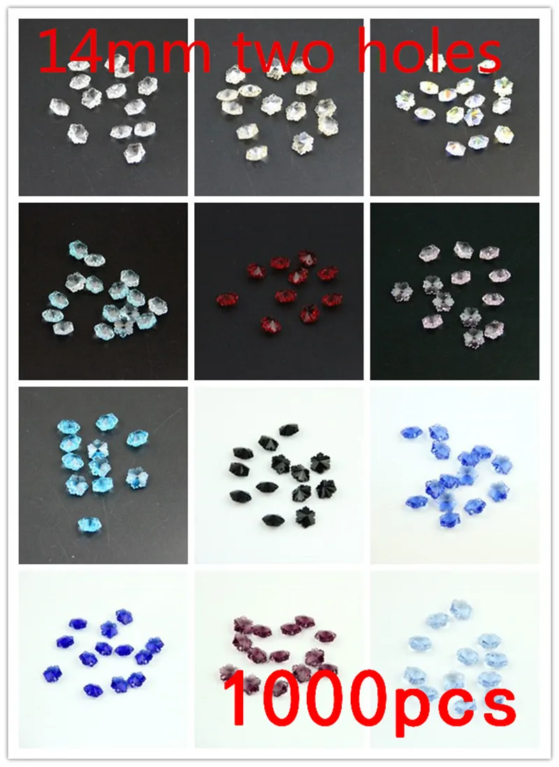 

Mix Color 1000pcs 14mm Crystal Chandelier Parts Glass Snowflake Beads Diy Strand Accessories Sucatchers For Home Decoration