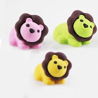 1pcs creative animals rubber korean version cute animals lion shaped eraser for kid wholesale student prizes school supplies