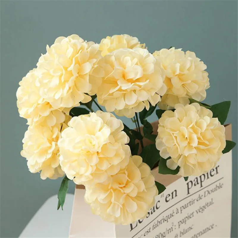 Искусственные шарики-хризантемы (10 головок/штука) имитация гортензии для