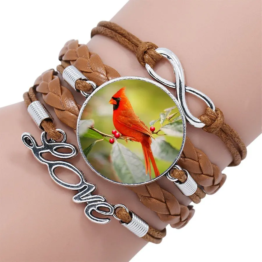 Cardinal Bird For Lovers Best Friendship известный бренд ювелирное изделие со стеклянным кабошоном