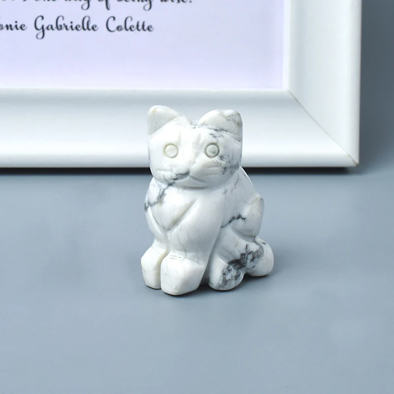 Статуэтка кота howlite из натурального белого камня миниатюрная резная минеральная