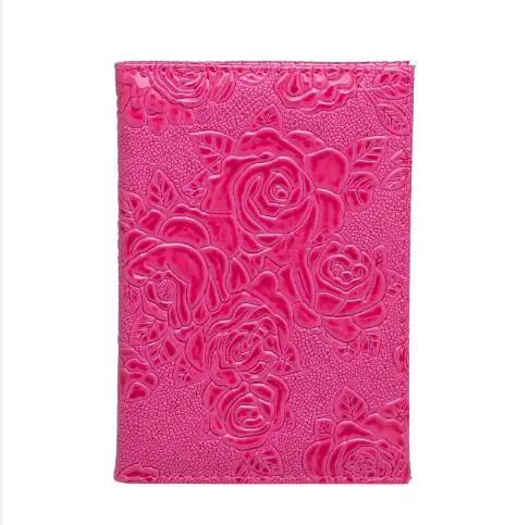 rose red Красная трехмерная тисненая Роза из искусственной кожи Женская дорожная Обложка для паспорта с тиснением Обложка для паспорта Кредитная карта ID сумка - Цвет: rose red