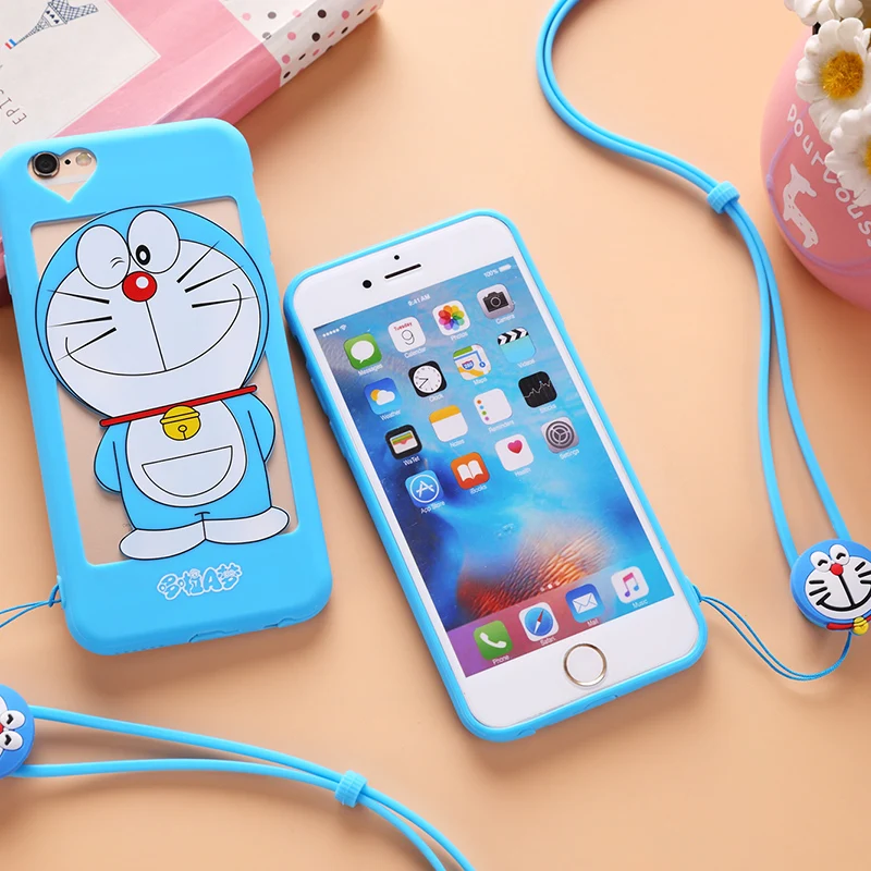 Для iphone 7/7 plus полый Doraemon чехол для 5 5S 6 6S Мягкий с мультяшным розовым котом девочек