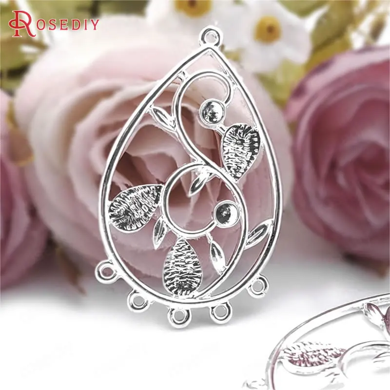 (31524)20PCS 43x27MM Silver Color Zinc Alloy Drop Earrings Connector Charms Diy Jewelry Findings Accessories Wholesale | Украшения и