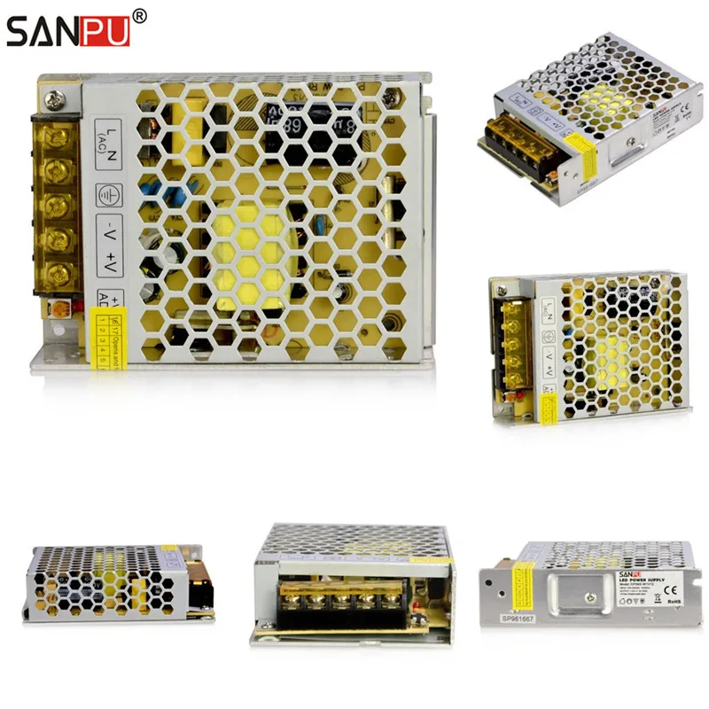 

SANPU 12volt LED Power Supplies 60W 5A 110V 220V AC to DC 12VDC Lighting Transformers Drivers 12V Indoor Ultra Slim Wholesale
