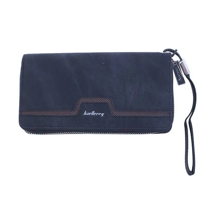 Baellerry 1 черная кожаная мужская длинная деловая сумка на молнии для отдыха кошелек