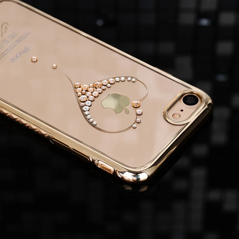 KINGXBAR Capa for iPhone 7 8 Plus Cover Crystals From Swarovski Diamond Flower Transparent Hard Case |
