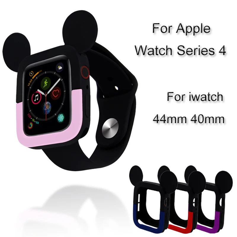 Силиконовый чехол для часов Apple Watch 4 милый защитный с Микки iwtch 44 мм 40 защитная