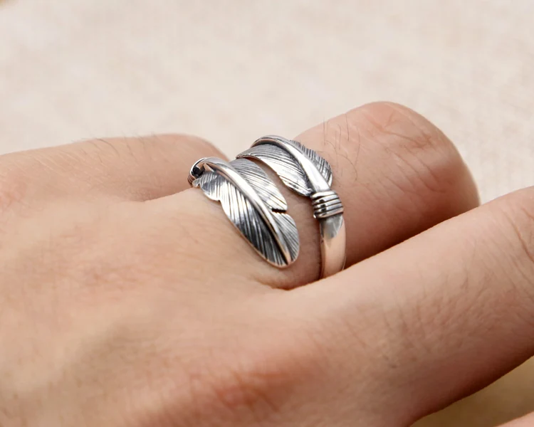 Винтажное кольцо ручной работы в индийском стиле с перьями мужское и женское