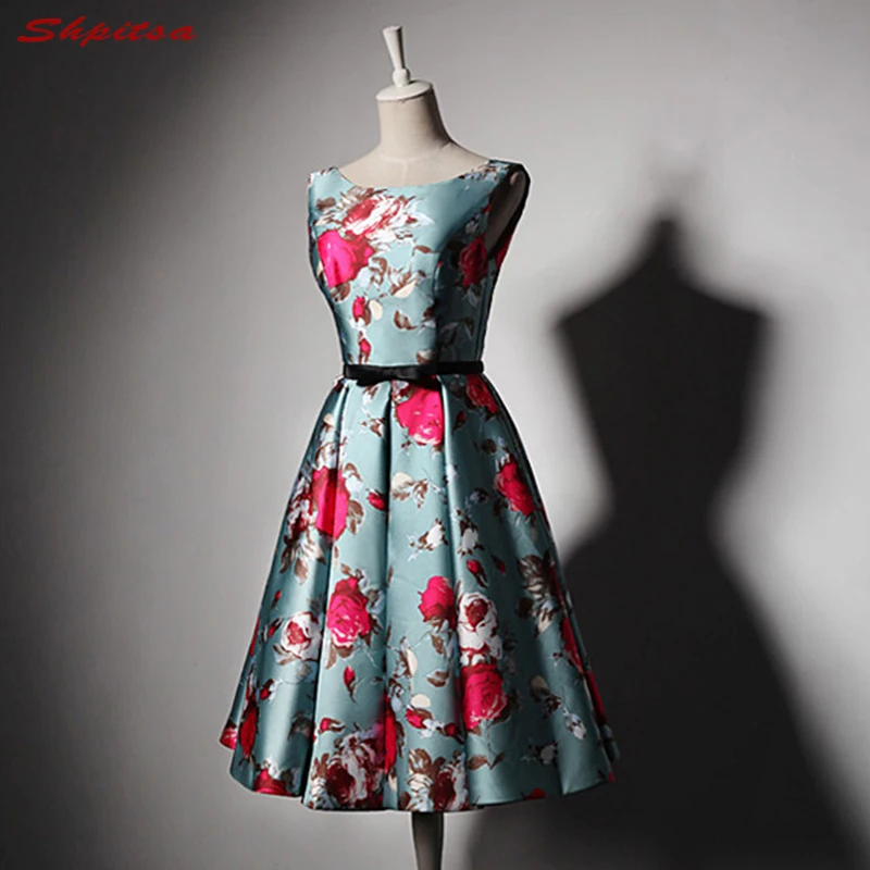 

Floral Short Cocktail Dresses Women Mini Evening Prom Coctail Party Dresses vestido de festa curto coctel