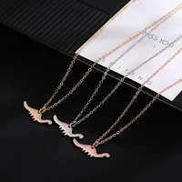 special designed cute cartoon dinosaur silver plated rose golden necklaces for women