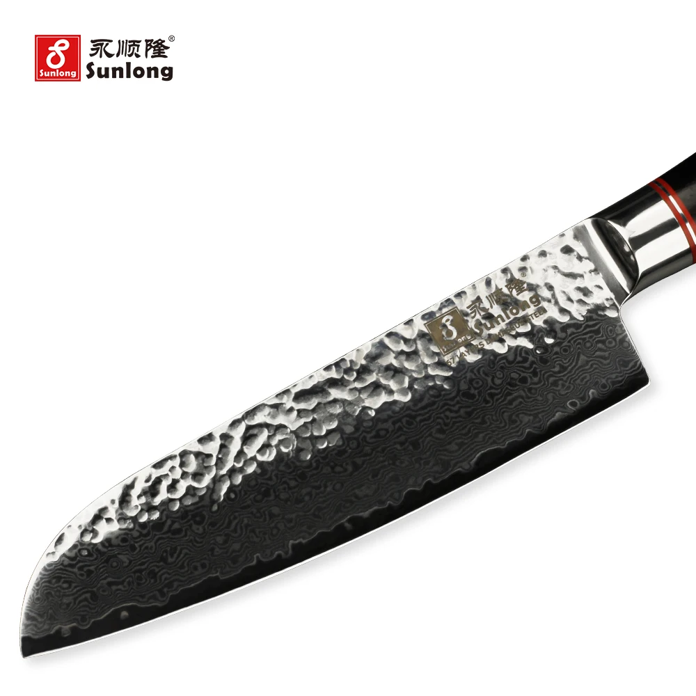 Sunlong 5 дюймов нож шеф повара Дамасская сталь ножи для нарезки 67 слоев Santoku VG10