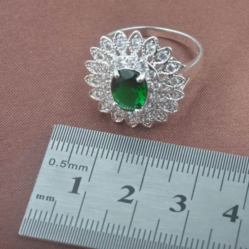 2017 модный зеленый цирконий Белый CZ женский серебряный цвет Ювелирные наборы