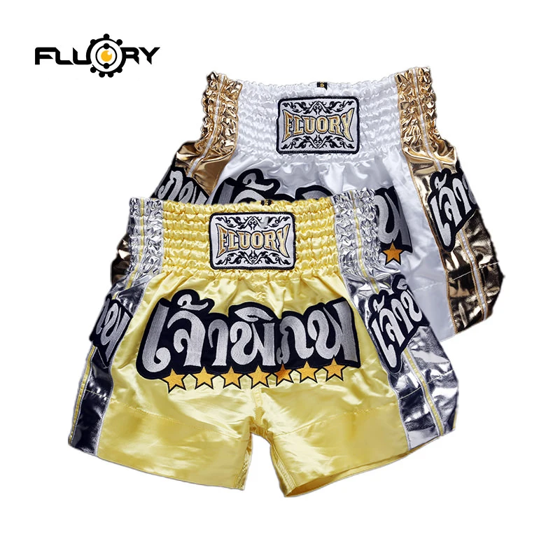 Женские и мужские шорты Fluory muay thai вышитые патчи штаны/плавки для кикбоксинга mma |