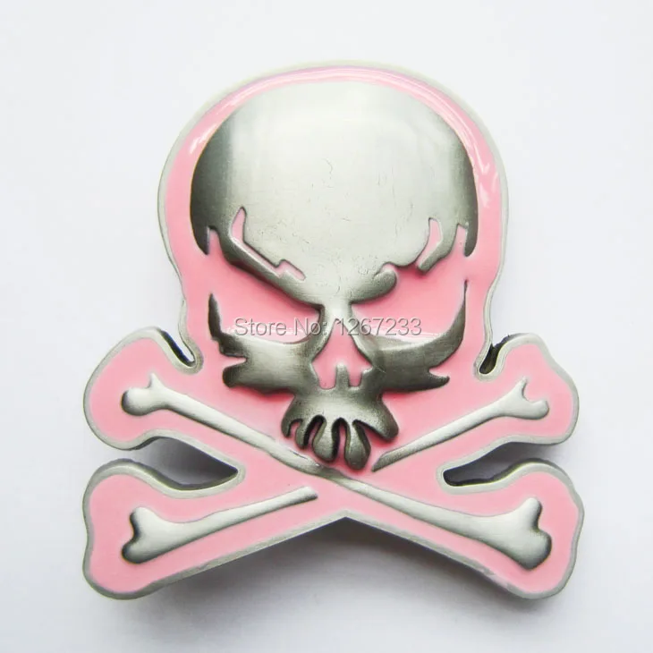 Новый Винтажный Розовый эмалевый череп с пряжкой на ремешке BUCKLE SK013PK|belt skull|ceinture