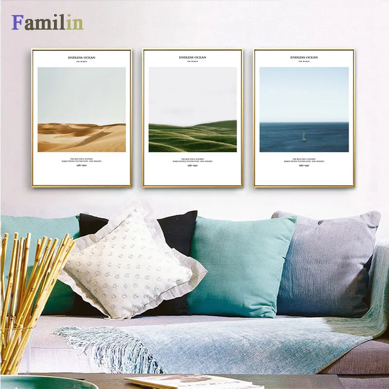 Декор в скандинавском стиле пейзаж берега живопись океан настенное искусство