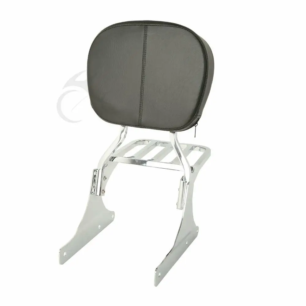 Черная/хромированная стойка для спинки и багажа Harley Heritage Softail Classic FLST FLSTC Spring Fat