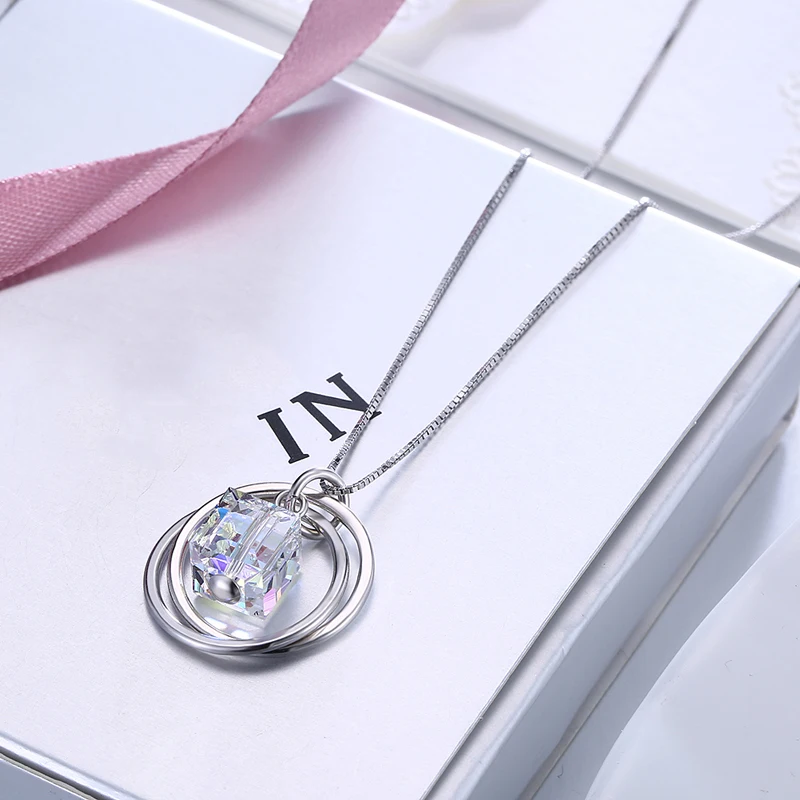 LEKANI модные круги кубики кристаллы от SWAROVSKI подвески ожерелья волшебное Макси