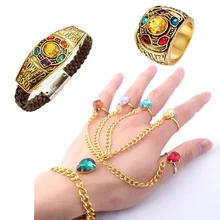 Thanos Infinity Stones Bracelet Ring Hand Key Chain  Bracelet Prop Iron Man Cosplay Women Jewelry