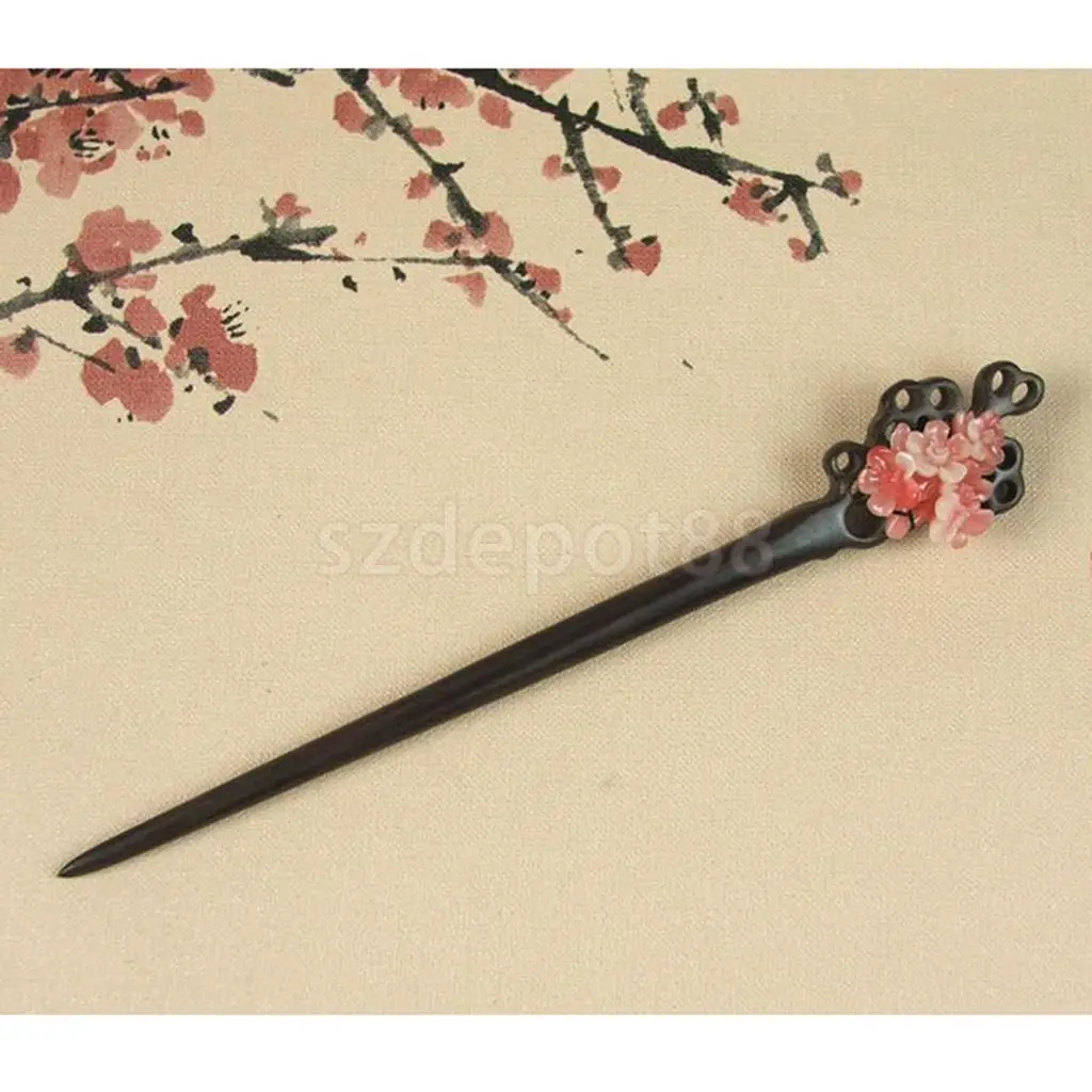 Подарок на день матери ручная заколка для волос из резного черного дерева с