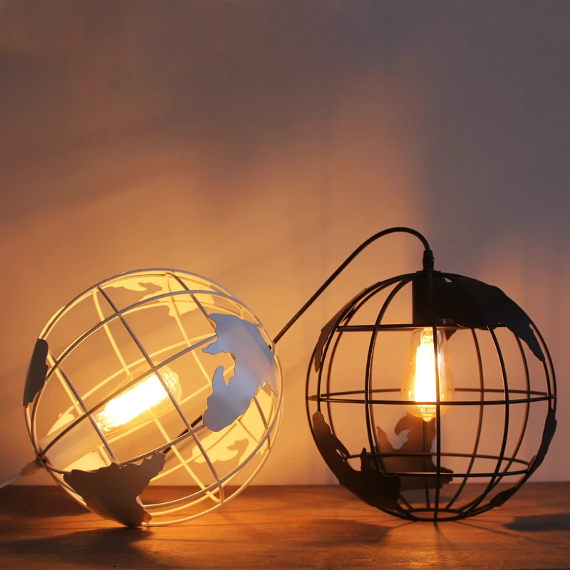 

Эдисон современный простой из кованого железа Глобус формы круглый шар бар ресторан кафе черный белый подвесной светильник бар кофейня