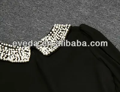 2013 fashion beaded black silk dress slim | Женская одежда