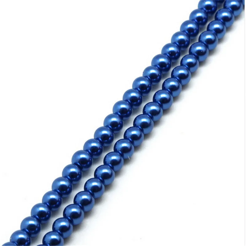 dark blue 4 6 8 10 мм Стеклянная имитация жемчуга бусины Круглые шарики 20-100 шт для DIY браслета ожерелье ювелирных изделий - Цвет: dark blue
