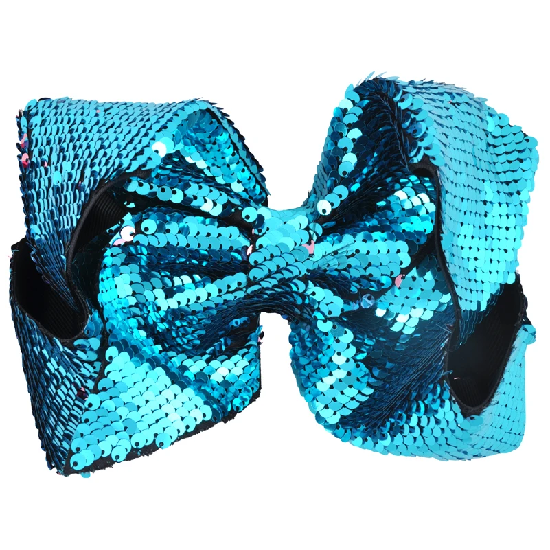 16 Skyblue 8 дюймов, радужные Блестящие Блестки, банты для волос русалки, большие заколки для волос для девочек, женщин, детей, заколки для волос с бантом, аксессуары для волос принцессы - Цвет: 16 Skyblue