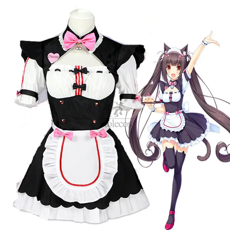 Nekopara Chocola ванильный Косплей Костюм женский сексуальный кот платье служанки
