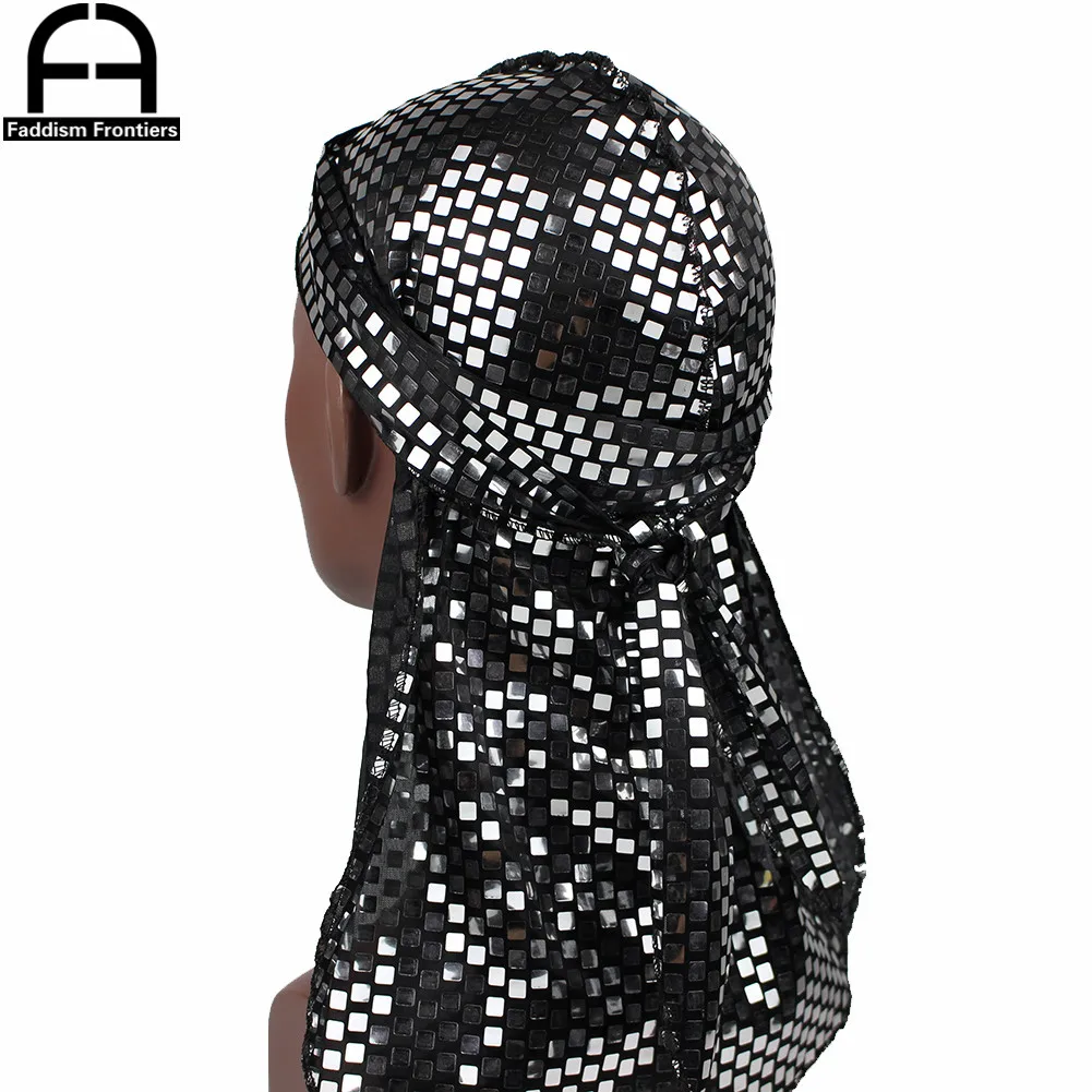 Мужские блестящие шелковые банданы с пайетками Durag для мужчин тюрбан головной