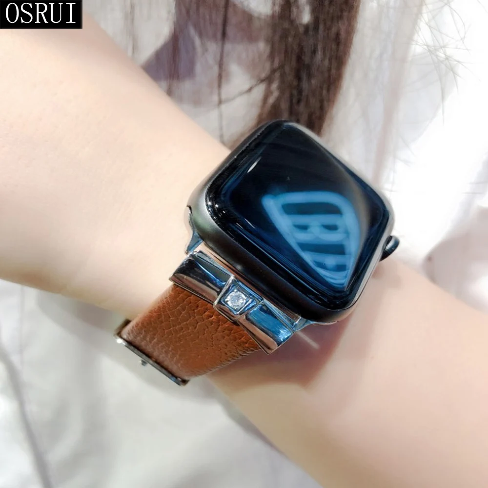 Ремешок для apple watch band 42 мм 38 correa 44 40 iwatch 3 2 кожаный браслет с алмазами Женские