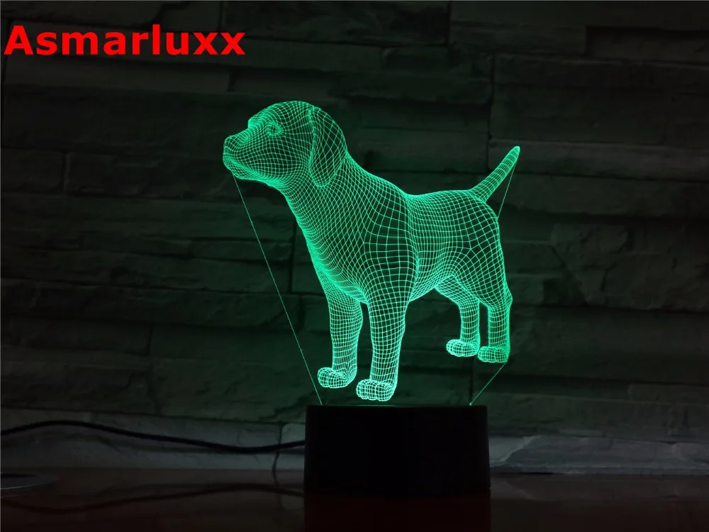 Симпатичная собака-щенок 3D Оптическая иллюзия настольная лампа настроения Сенсорный пульт дистанционного управления 7 цветов домашний свет детский подарок Прямая поставка 3D1412